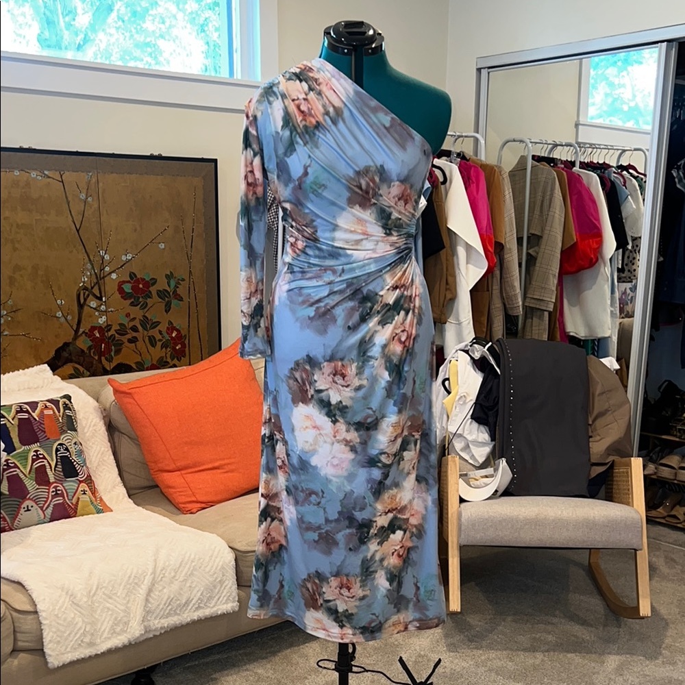 Elegant One-Shoulder Floral Dress